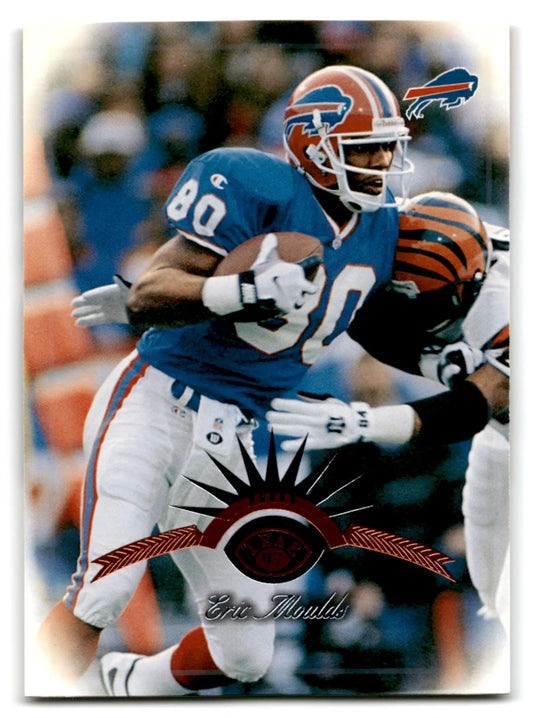 Vintage Leaf Football Eric Moulds trading card featuring Eric Moulds in Buffalo Bills uniform