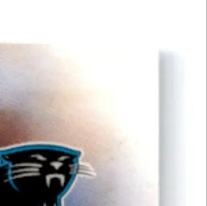 Black panther head logo with light blue outline on 1997 Leaf Football Muhsin Muhammad card