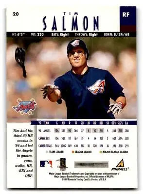 Tim Salmon baseball card from 1997 New Pinnacle #20 trading cards collection