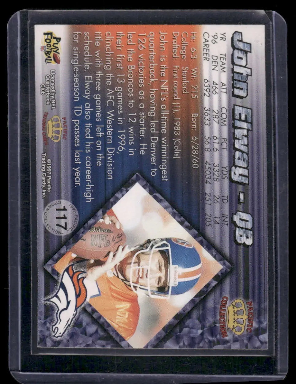 1997 Pacific Collection John Elway #117 Football - Football Card
