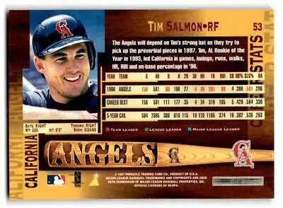 Tim Salmon baseball card from the 1997 Pinnacle trading cards collection