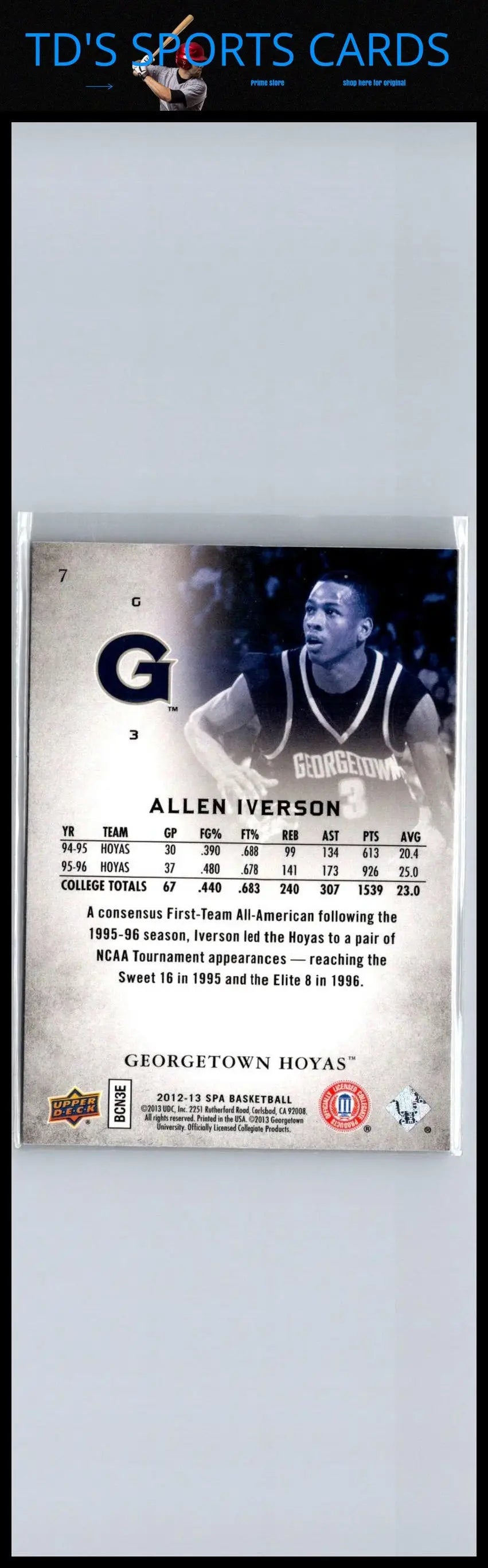 1997 Score Board Rookies A5 Allen Iverson Rookie of the Year basketball card