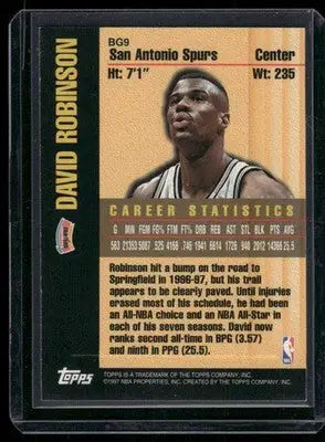 Topps Bound David Robinson basketball card from 1997 showcasing Glory David Robinson