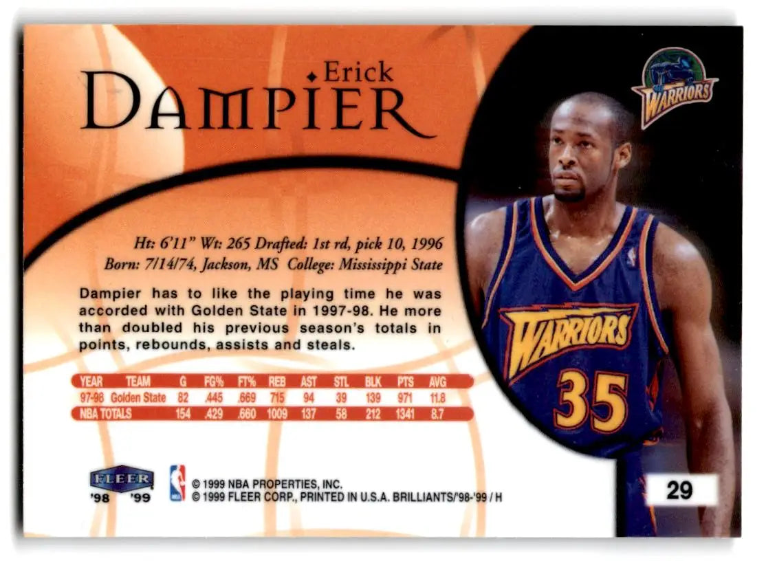 1998-99 Fleer Brilliants #29 Erick Dampier - Trading Card