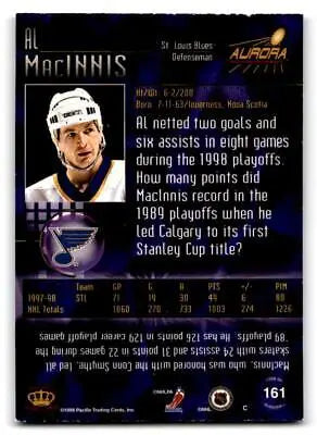 Al MacInnis hockey card from 1998-99 Pacific Aurora trading cards collection