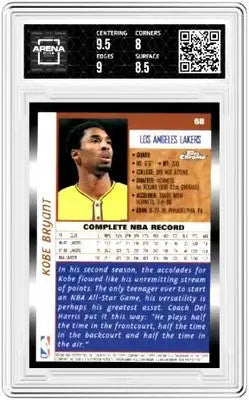 Graded Topps Chrome Kobe Bryant basketball card from 1998-99 Topps Chrome set