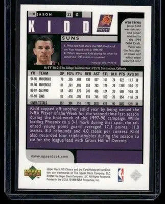 1998-99 Upper Deck UD Choice Jason Kidd #110 Basketball