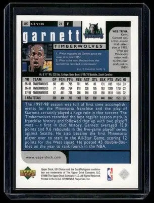 1998-99 Upper Deck UD Choice Kevin Garnett #85 Basketball - Trading Card