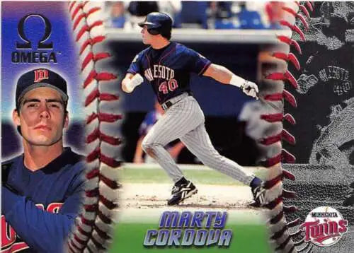 Marty Cordova baseball card, 1998 Pacific Omega original gloss, Twins ID 58831