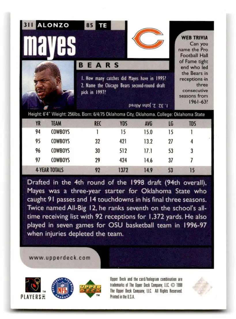 1998 UD Choice #311 Alonzo Mayes - Trading Card
