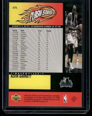1998 Upper Deck Choice Flash Stats Kevin Garnett #171 Basketball - Basketball Card