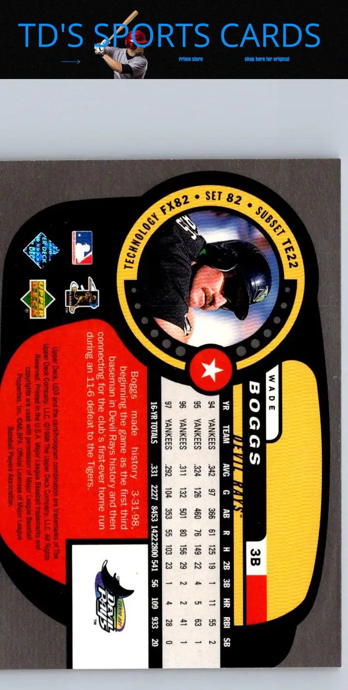 Wade Boggs baseball card from 1998 Upper Deck UD3 series displayed as product image
