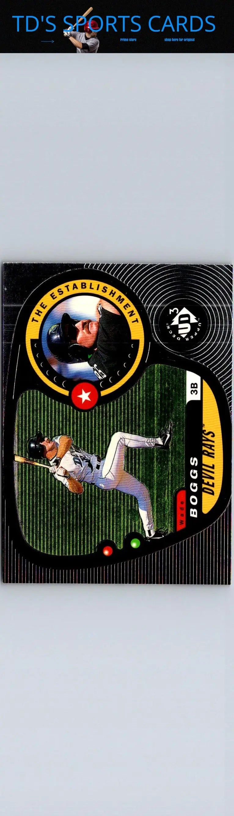 Baseball card featuring Wade Boggs from 1998 Upper Deck UD3 series