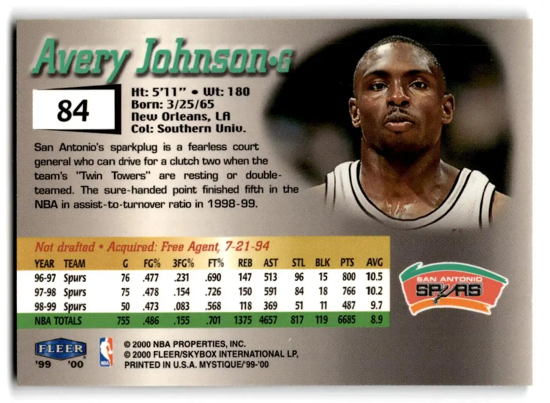 1999-00 Fleer Mystique #84 Avery Johnson - Trading Card