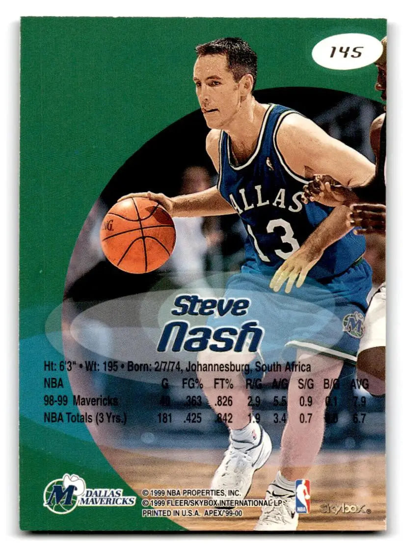 Steve Nash 1999-00 SkyBox Apex #145 trading card for collectors and fans