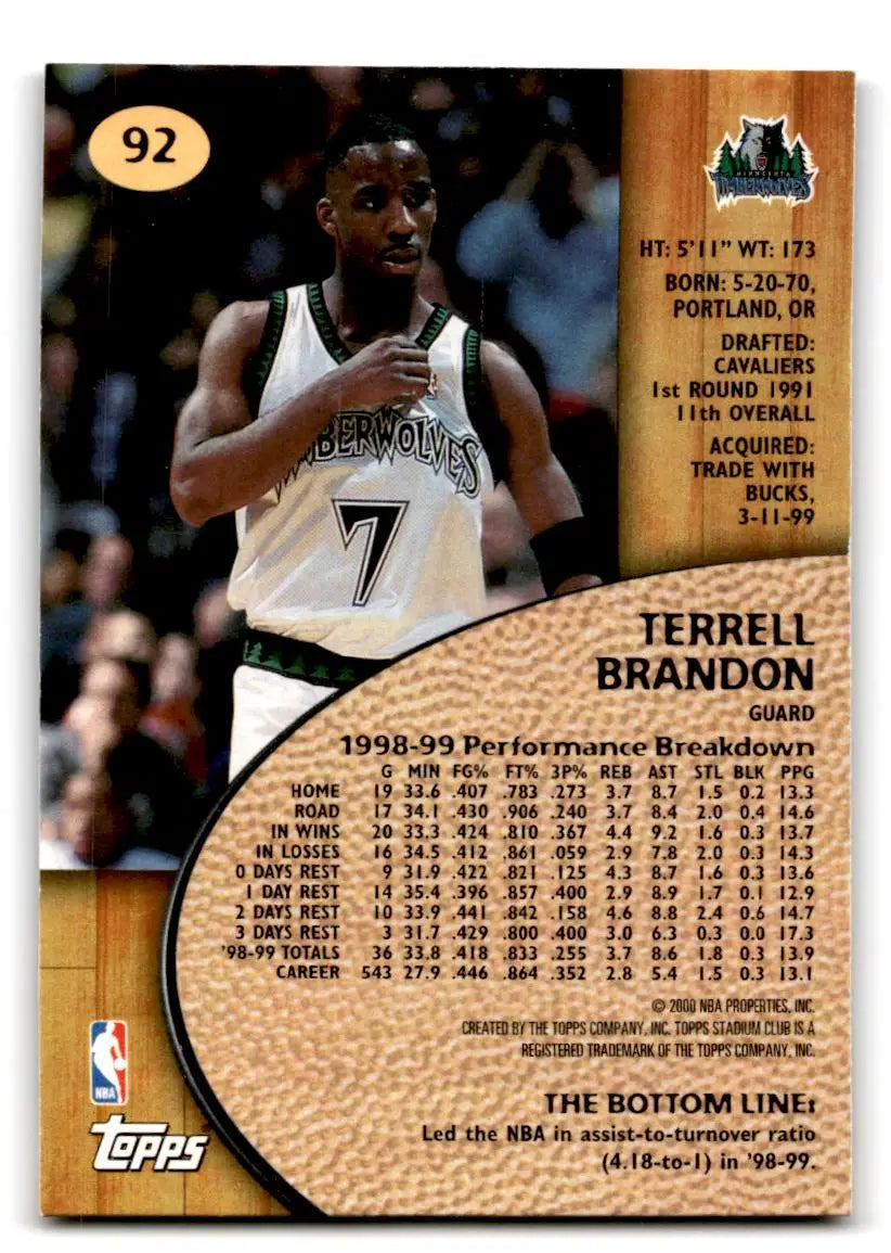 1999-00 Stadium Club #92 Terrell Brandon - Trading Cards