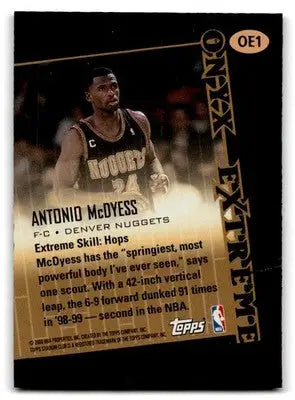 1999-00 Stadium Club #OE1 Antonio McDyess Onyx Extreme - Trading Card