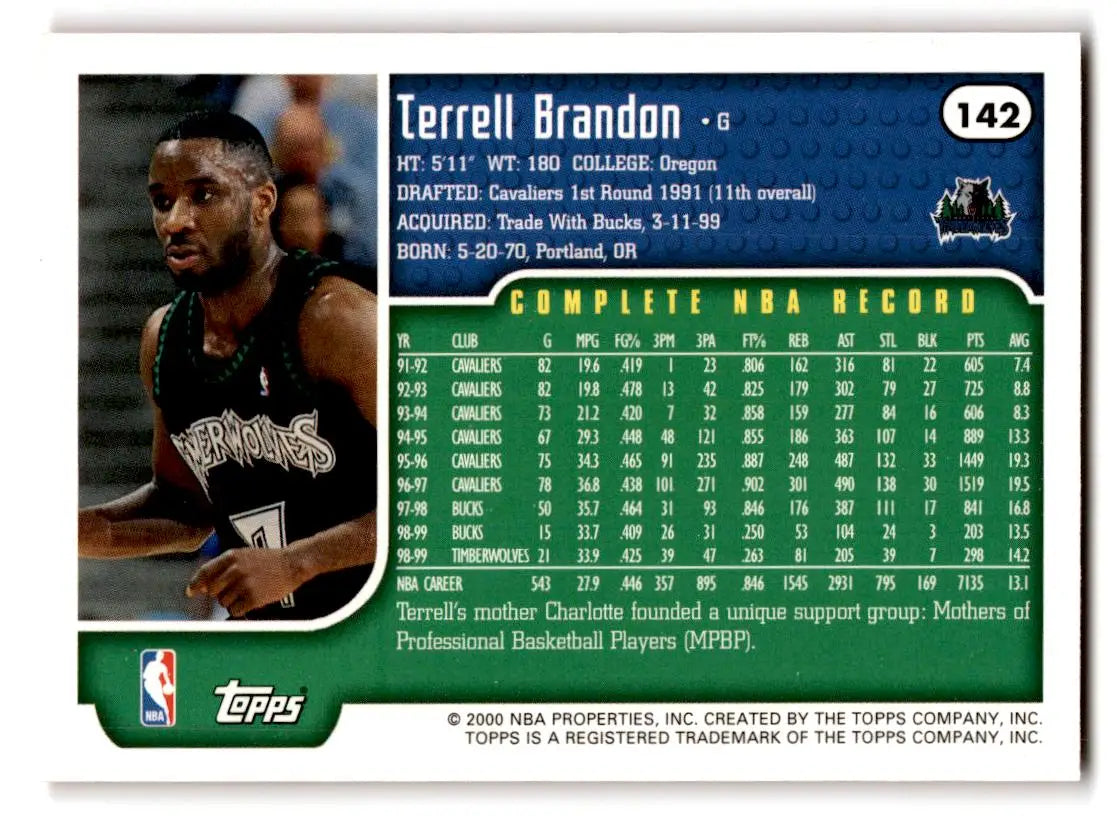 1999-00 Topps #142 Terrell Brandon - Trading Card