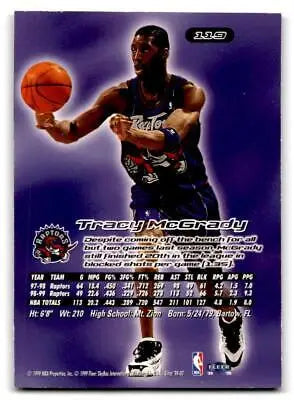 Tracy McGrady basketball card from 1999-00 Ultra #119 trading cards collection