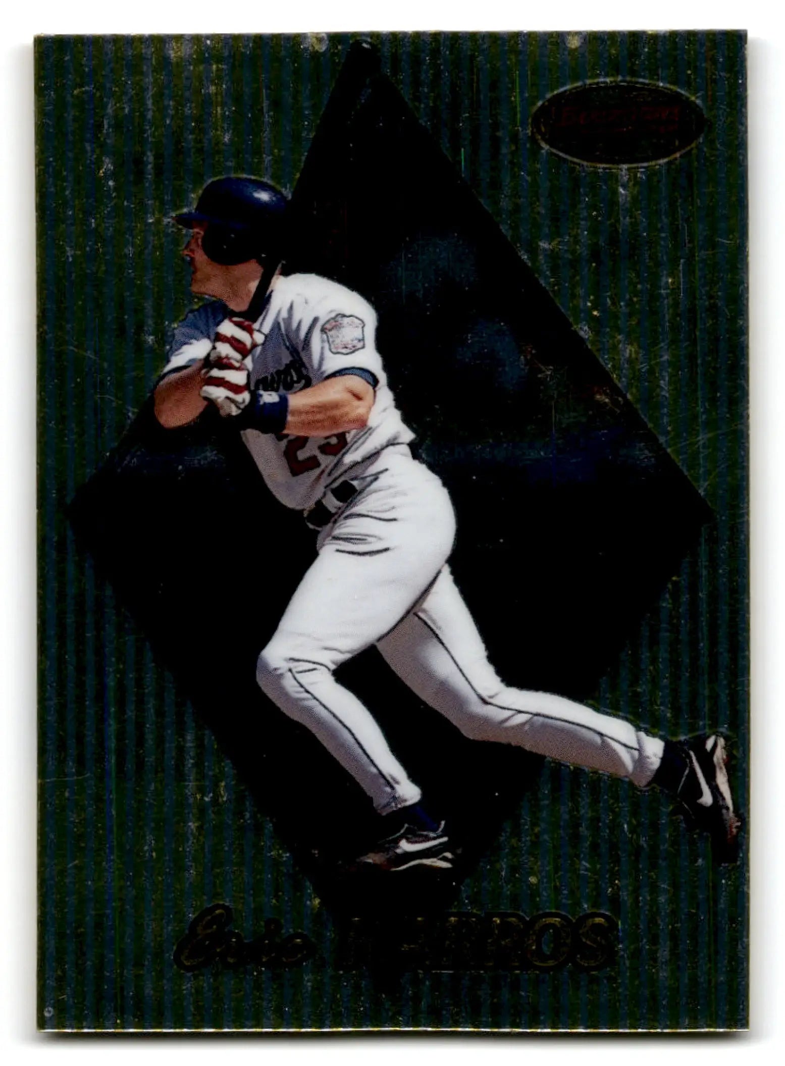 Baseball trading card featuring Eric Karros in batting stance from Bowman Baseball Los Angeles Dodgers