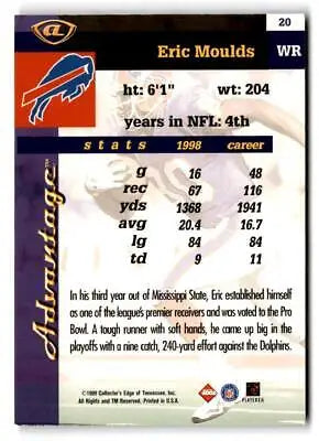Eric Moulds trading card from 1999 Collector’s Edge Advantage set #20