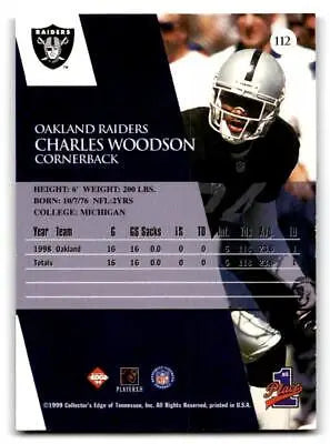 Charles Woodson football card from 1999 Collector’s Edge Gold Ingot collection
