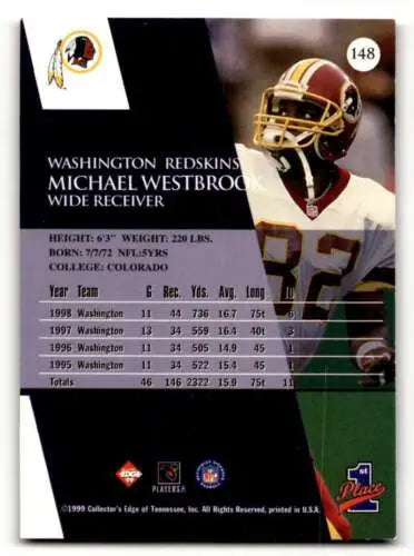Original gloss Michael Westbrook Washington football card from 1999 Collector’s Edge