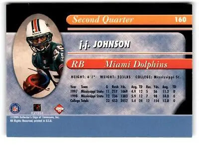 J.J. Johnson football card from 1999 Collector’s Edge Odyssey trading cards collection