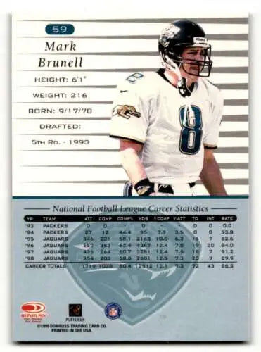 1999 Donruss #59 Mark Brunell Jacksonville Jaguars Football Card with original gloss