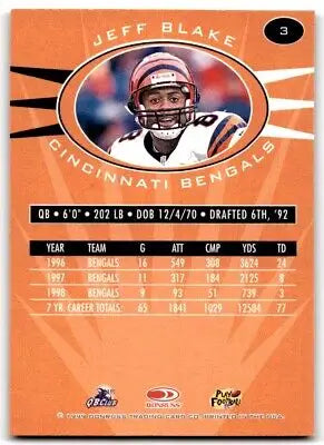 Jeff Blake football card from 1999 Donruss Preferred QBC Cincinnati Bengals #3