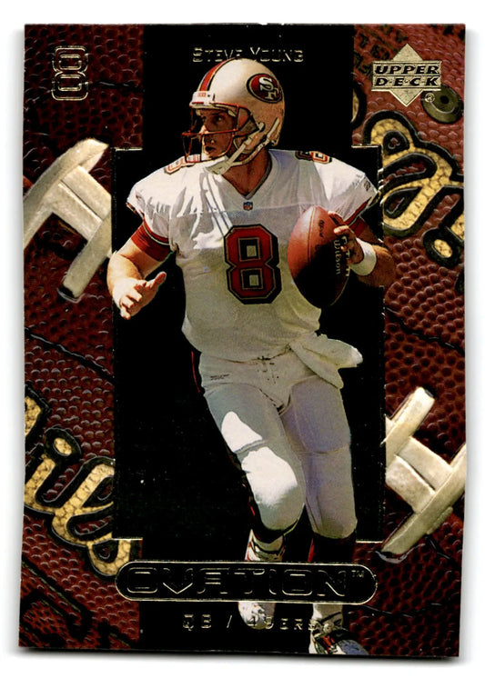 1996 Upper Deck Ovation Steve Young football trading card from Upper Deck Football Ovation series