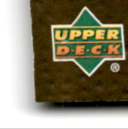 Partial view of a brown Upper Deck Football Ovation trading card box featuring Steve Young