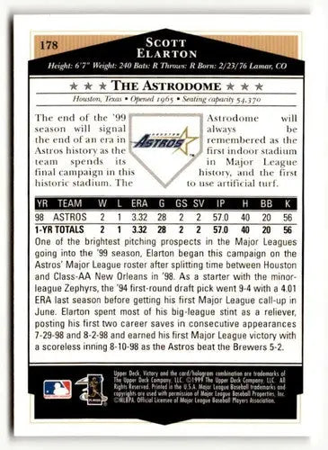 1999 Upper Deck Victory #178 Scott Elarton NM ID:51654 - Trading Cards