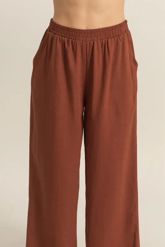 HYFVE Elastic Waist Wide Leg Pants
