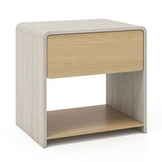 2-Tier Modern Style Nightstand with Drawer and Open Shelf-Oak - Color:Oak - Nightstands