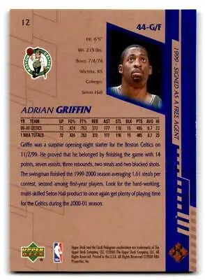 Adrian Griffin basketball card from 2000-01 Upper Deck trading cards collection
