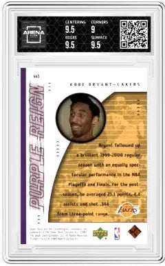 Graded Upper Deck Kobe Bryant basketball card from the 2000-01 collection high quality overall