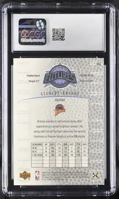 Graded Upper Deck Legends Gilbert Arenas basketball card from 2000-01 series