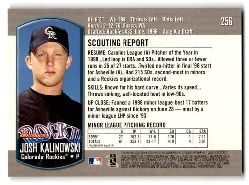 2000 Bowman #256 Josh Kalinowski NM-MT RC Rookie Rockies ID:72224 - Trading Cards