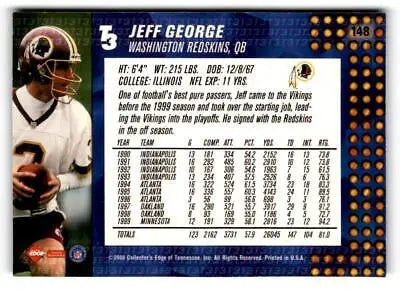 Jeff George football card from 2000 Collector’s Edge T3 trading cards collection