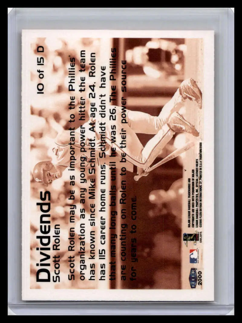 Scott Rolen 2000 Fleer Tradition baseball card with sepia-toned imagery for collectors