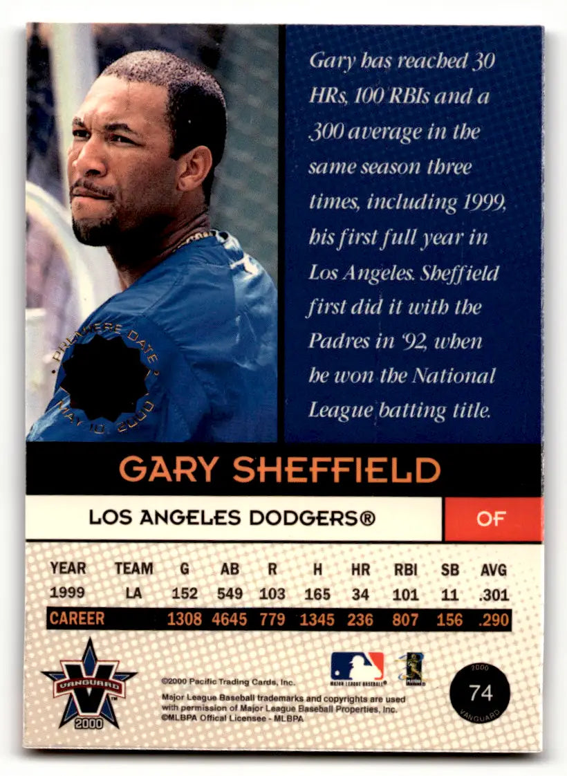 2000 Pacific Vanguard Premiere Date #73 Gary Sheffield Dodgers Baseball Card #110/135