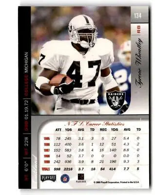 Tyrone Wheatley football card from 2000 Playoff Prestige trading cards collection