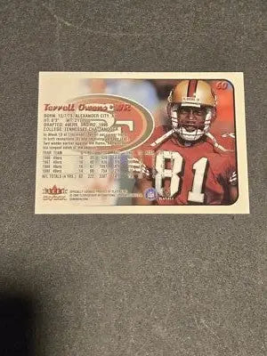 Terrell Owens football card from 2000 SkyBox Dominion featuring San Francisco 49ers player