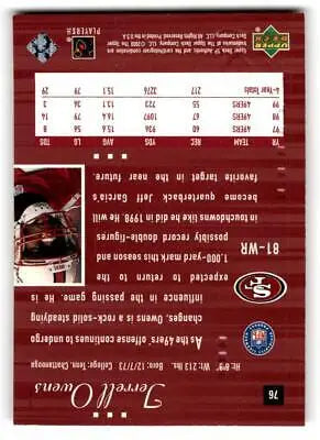 Terrell Owens football card from 2000 SP Authentic trading cards collection