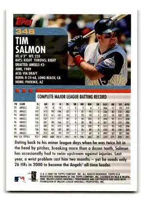 Tim Salmon baseball card from the 2000 Topps #348 trading cards collection