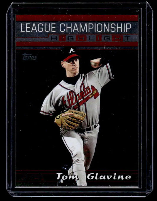 Tom Glavine mid-throwing motion on 2000 Topps Chrome Atlanta Braves baseball card