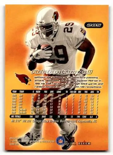 Adrian Murrell Arizona Cardinals football card with original gloss, 2000 Ultra #205