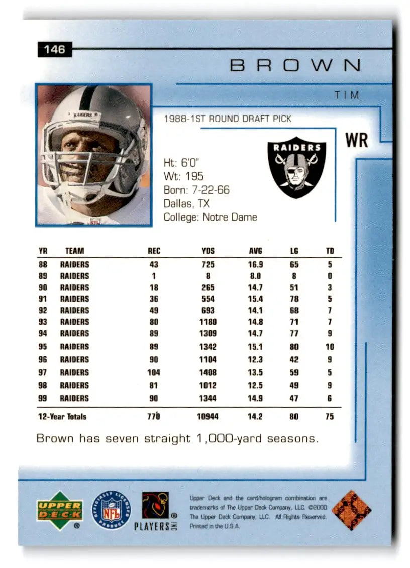 2000 Upper Deck #146 Tim Brown - Trading Card