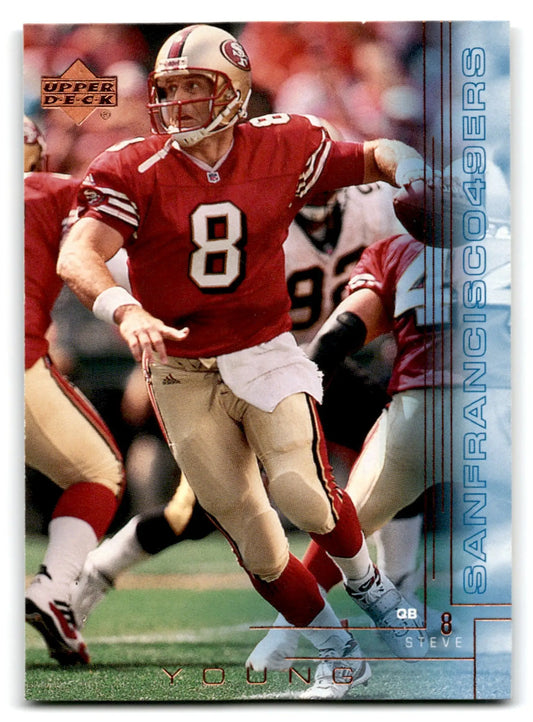 1990s Upper Deck Football Steve Young trading card featuring San Francisco 49ers player